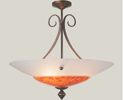 Plume II Blown Glass and Forged Iron Chandelier