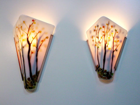Wall Sconce | Fused Glass | Trees
