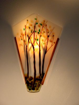 Picture of Wall Sconce | Fused Glass | Trees