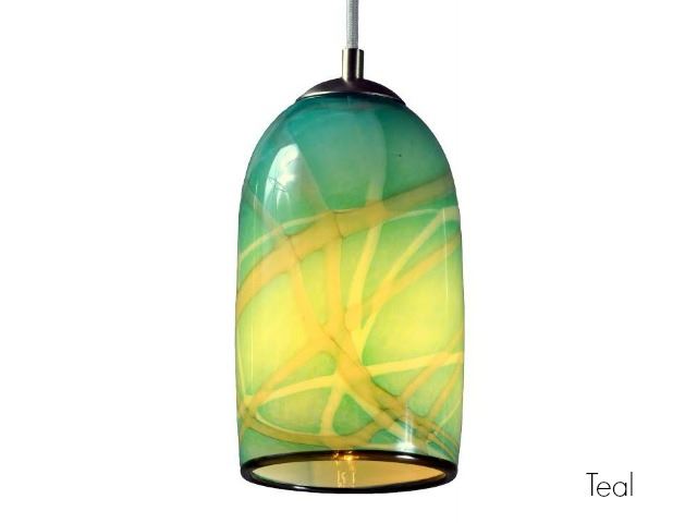 Picture of Blown Glass Pendant Light | Milky Way | Teal