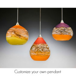 Blown Glass Pendant Light | Create Your Own | Translucent Strata | Teardrop
