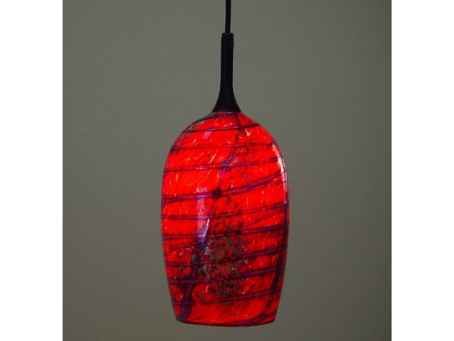 Picture of Blown Glass Pendant Light | Canale 2 | Cranberry Red