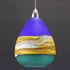 Blown Glass Pendant Light - Cobalt & Sage Strata by Gartner Blade Art Glass
