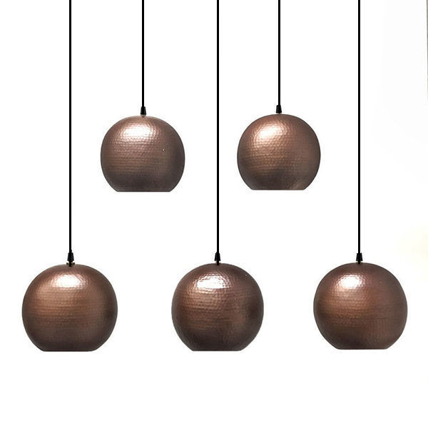 SoLuna Copper Lights | 5 Globe Linear Chandelier | Café Natural