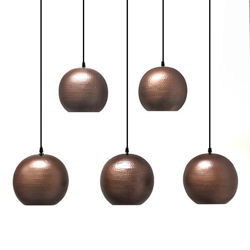 SoLuna Copper Lights | 5 Globe Linear Chandelier | Café Natural