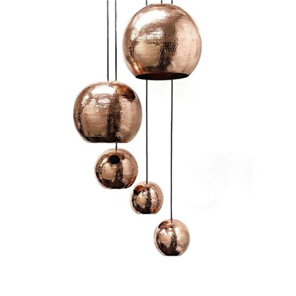 SoLuna Copper Lights | 5 Globe Pendant Chandelier | Polished Copper 2
