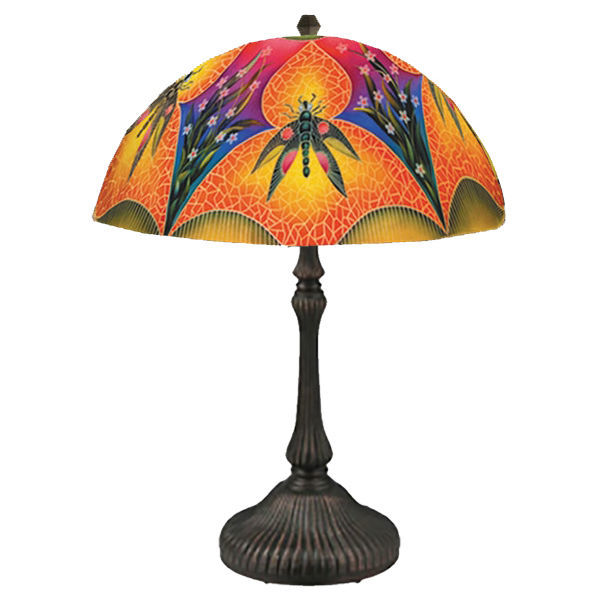 Reverse Hand Painted Lamp | Dragonfly