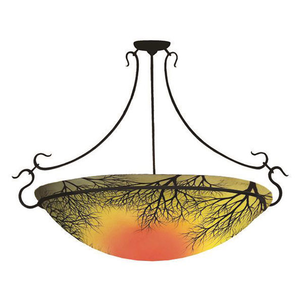 Reverse Hand Painted Chandelier | Trees