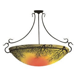 Reverse Hand Painted Chandelier | Trees