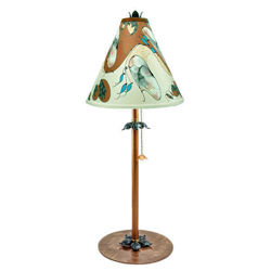 Hand-painted Botanical Table Lamp in Cream and Hazel