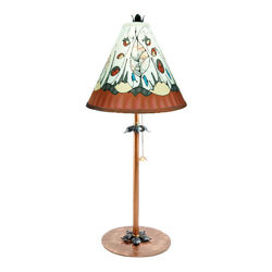 Hand-painted Fantasia Table Lamp in White and Burgundy