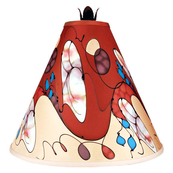 Hand-painted Fantasia Table Lamp in Cream and Carmine