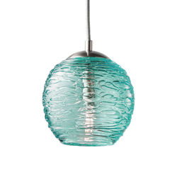 Blown Glass Pendant Light | Round Stella | Aqua