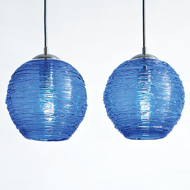 Blown Glass Pendant Light | Round Stella | Sapphire