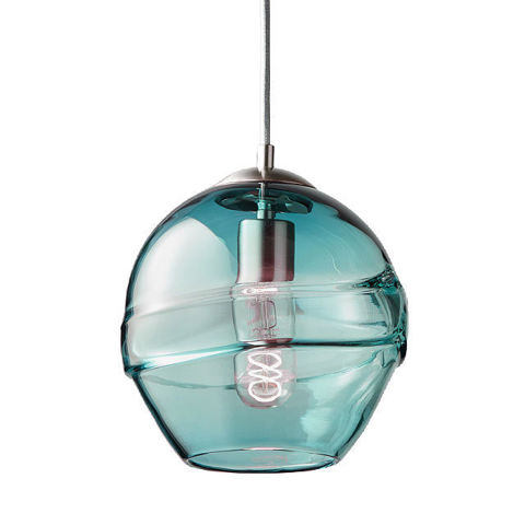 Blown Glass Pendant Light | Fiona | Aqua